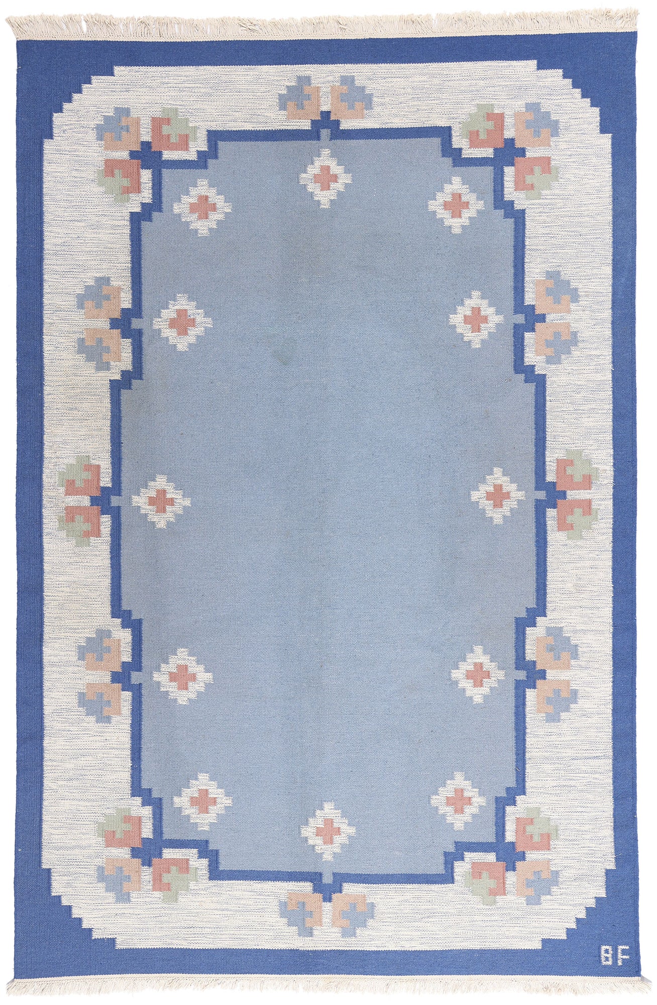 6 x 10 - Blue Vintage Swedish Rollakan Rug - 79393