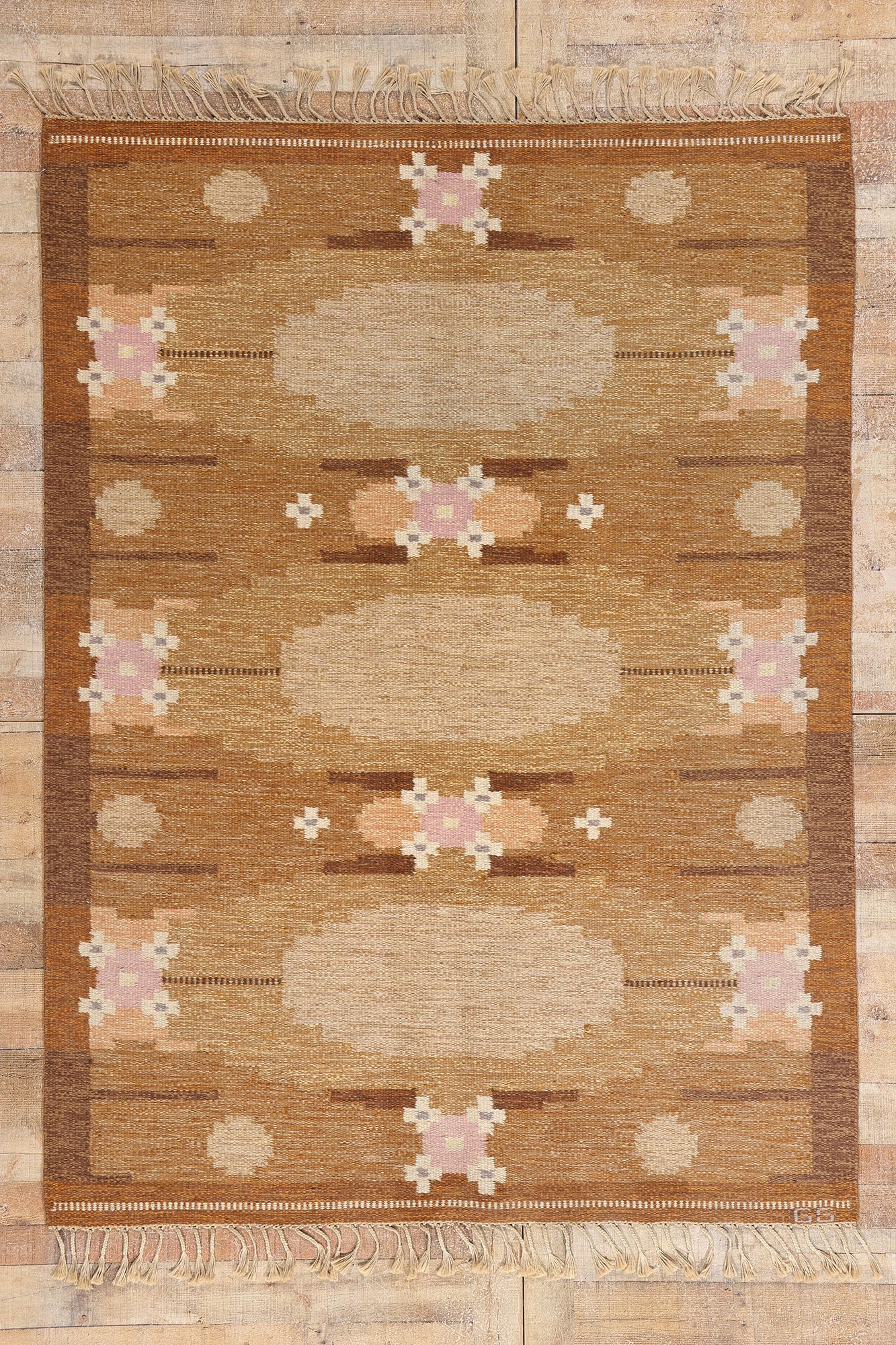 6 x 8 - Brown Vintage Swedish Rollakan Rug - 79396
