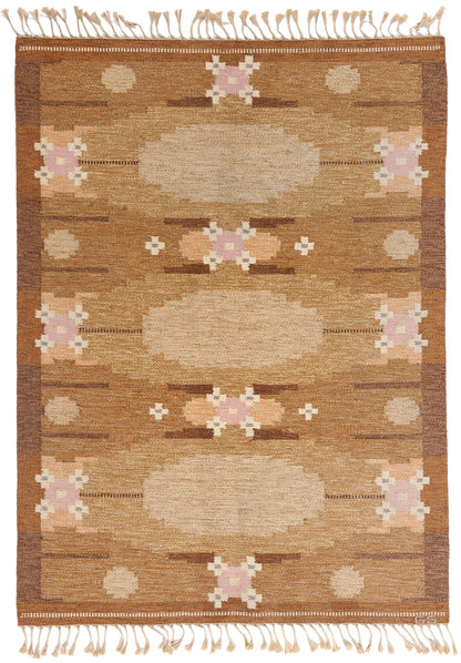 6 x 8 - Brown Vintage Swedish Rollakan Rug - 79396