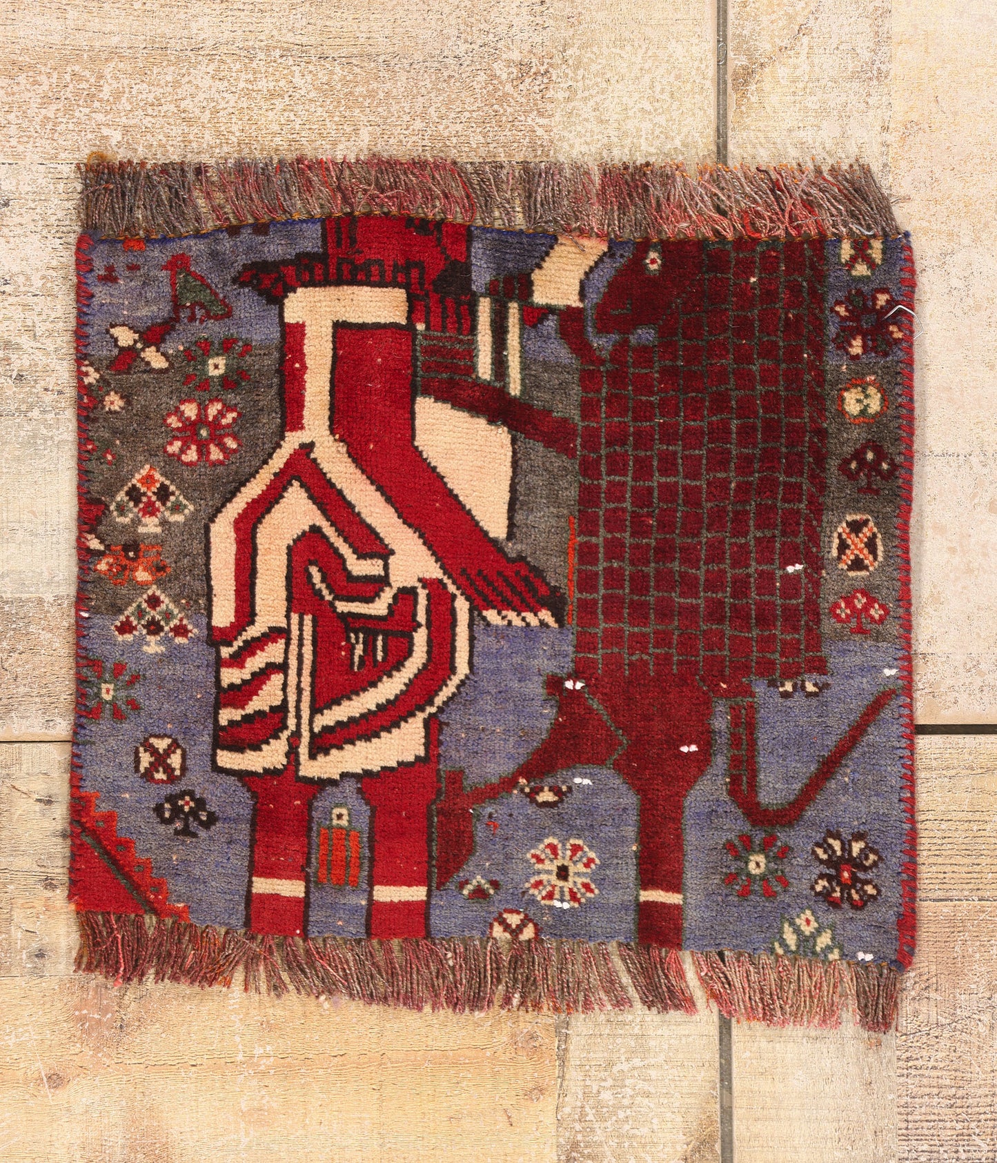 2 x 2 - Blue Antique Persian Pictorial Shiraz Rug - 79399