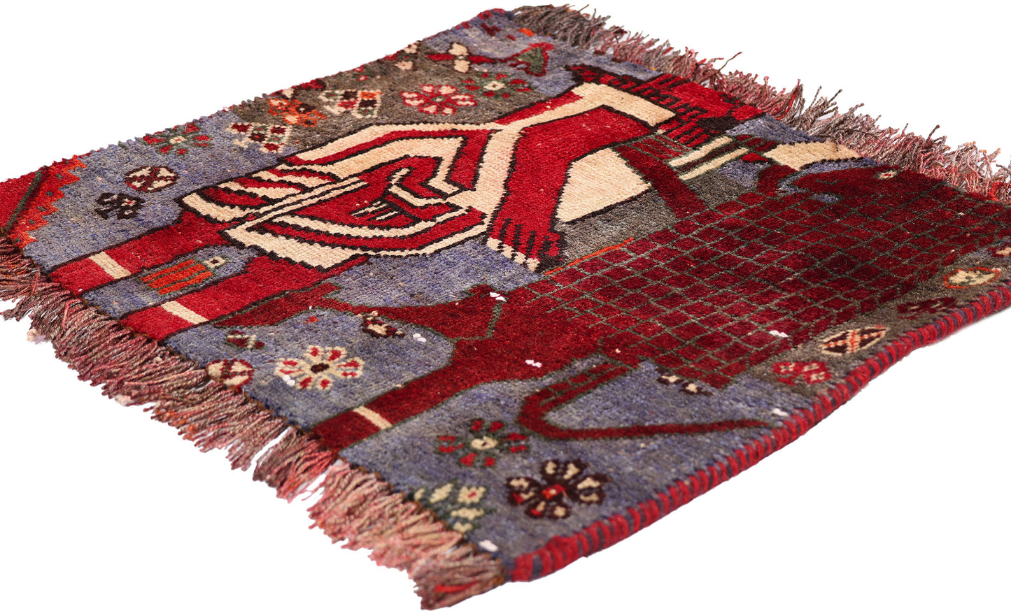 2 x 2 - Blue Antique Persian Pictorial Shiraz Rug - 79399