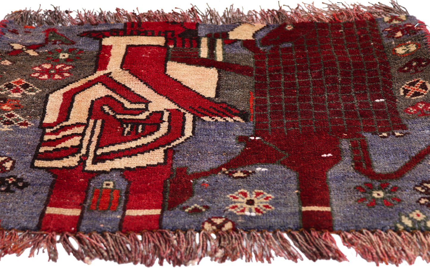 2 x 2 - Blue Antique Persian Pictorial Shiraz Rug - 79399