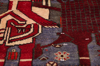 2 x 2 - Blue Antique Persian Pictorial Shiraz Rug - 79399