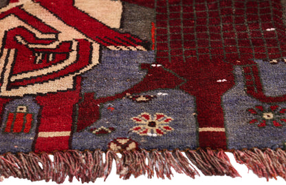 2 x 2 - Blue Antique Persian Pictorial Shiraz Rug - 79399