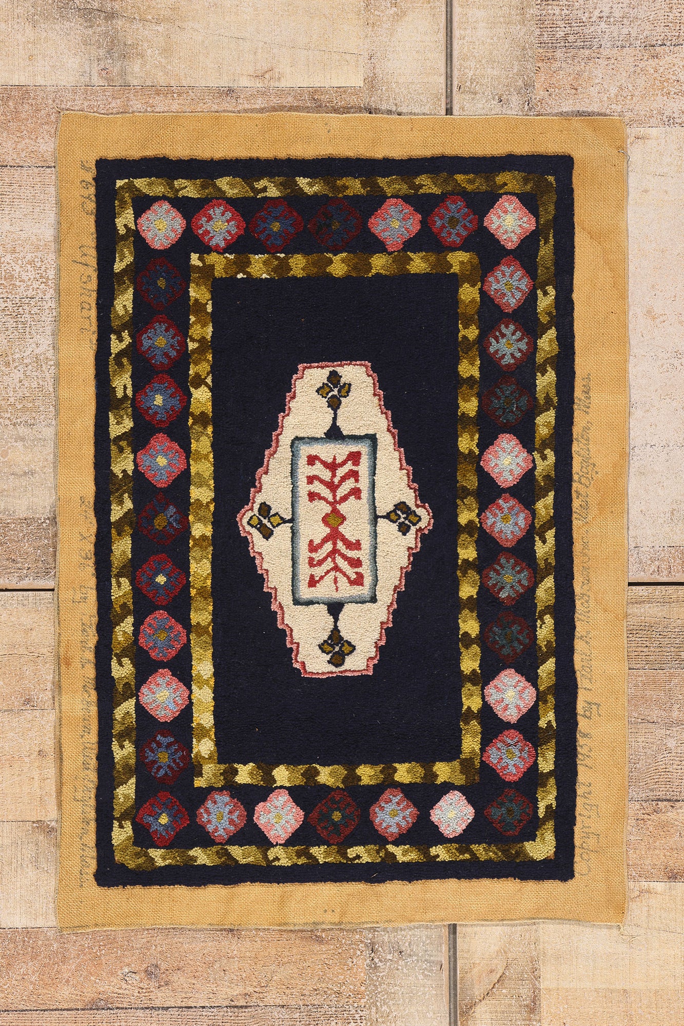 2 x 3 - Navy Blue Antique Hook Rug - 79403