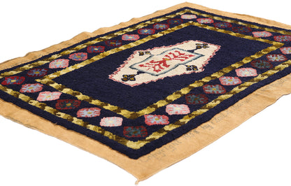 2 x 3 - Navy Blue Antique Hook Rug - 79403