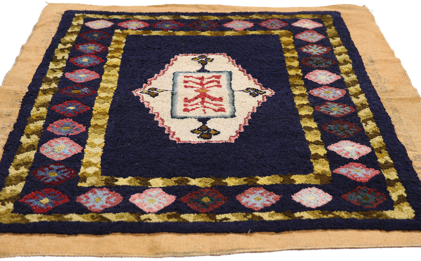 2 x 3 - Navy Blue Antique Hook Rug - 79403