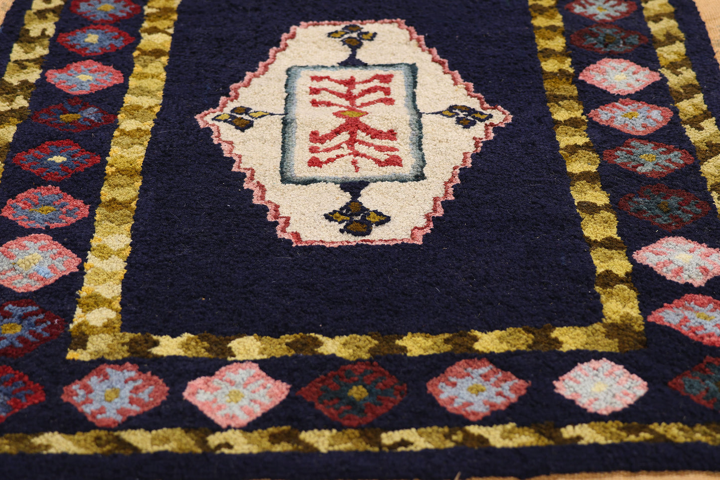 2 x 3 - Navy Blue Antique Hook Rug - 79403