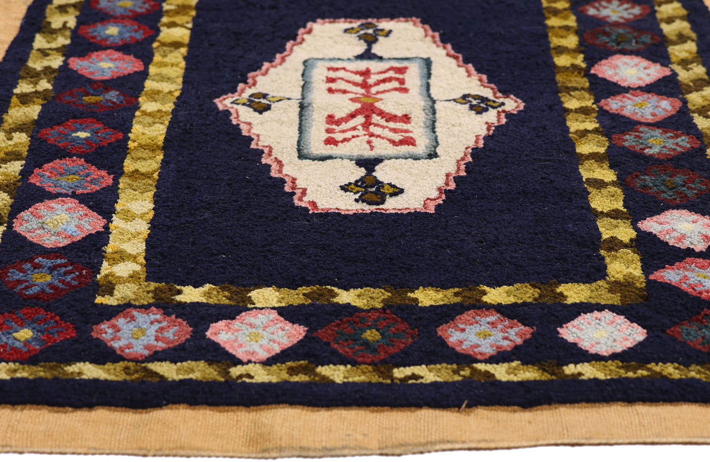 2 x 3 - Navy Blue Antique Hook Rug - 79403