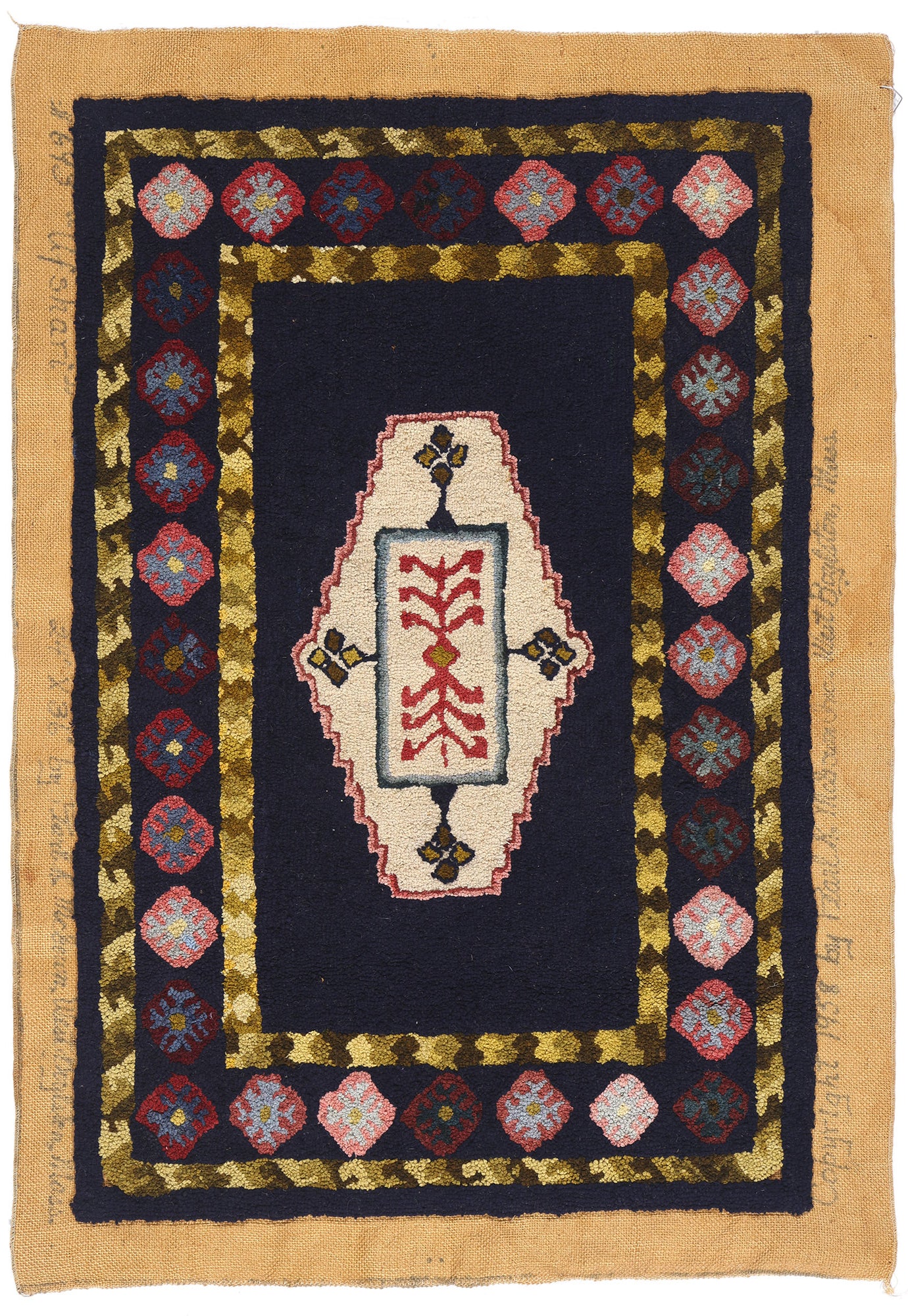 2 x 3 - Navy Blue Antique Hook Rug - 79403