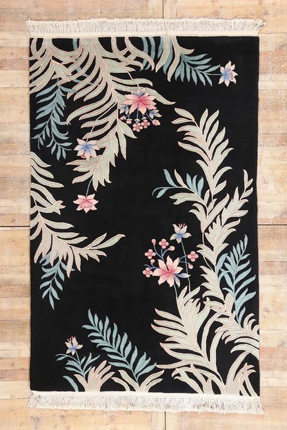 6 x 9 - Black Vintage Chinese Rug - 79409