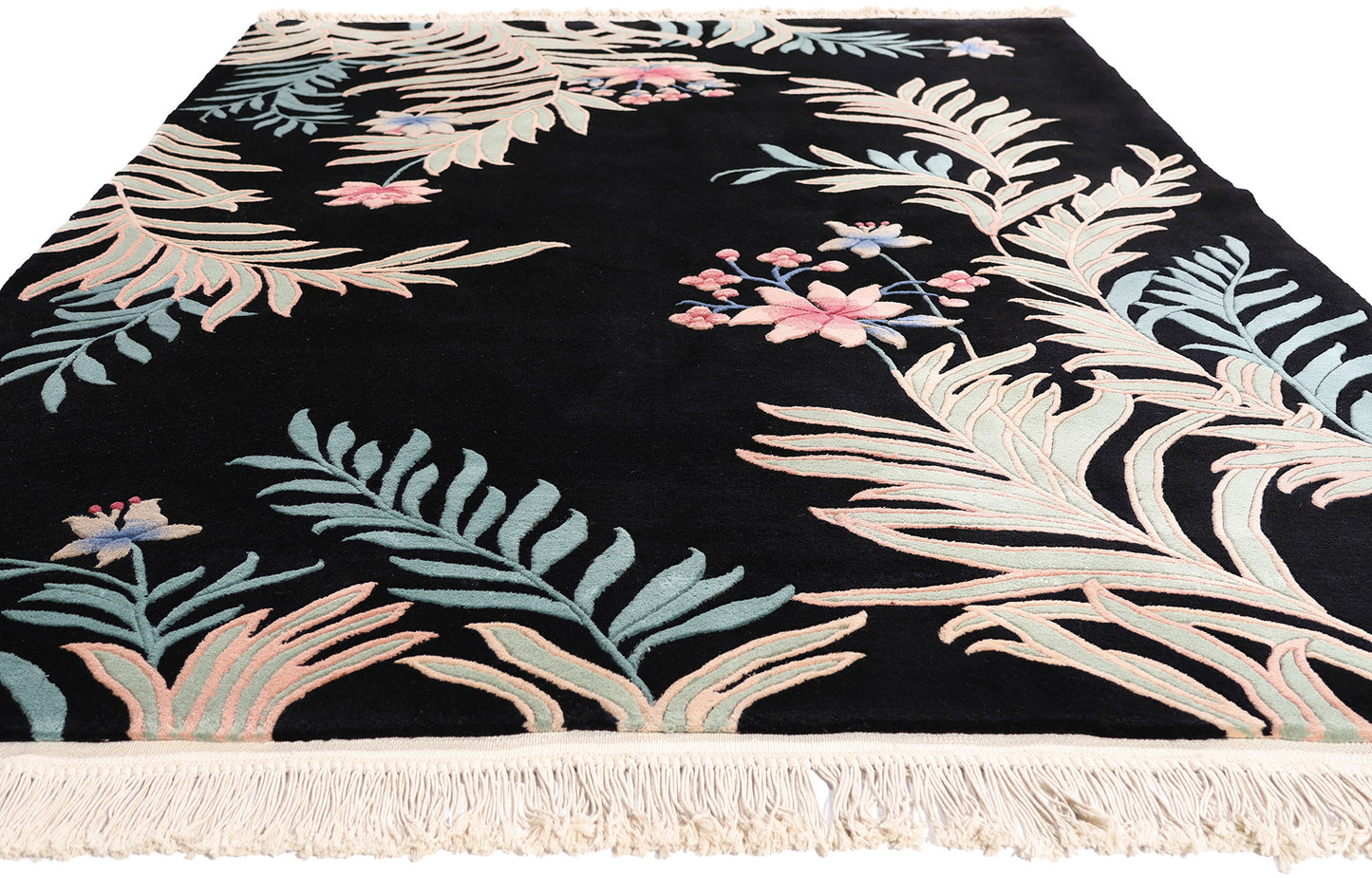 6 x 9 - Black Vintage Chinese Rug - 79409
