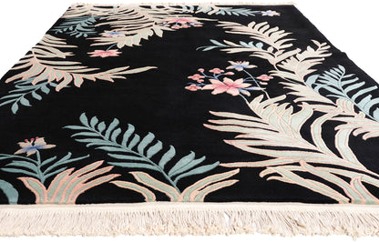 6 x 9 - Black Vintage Chinese Rug - 79409