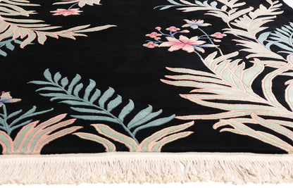 6 x 9 - Black Vintage Chinese Rug - 79409