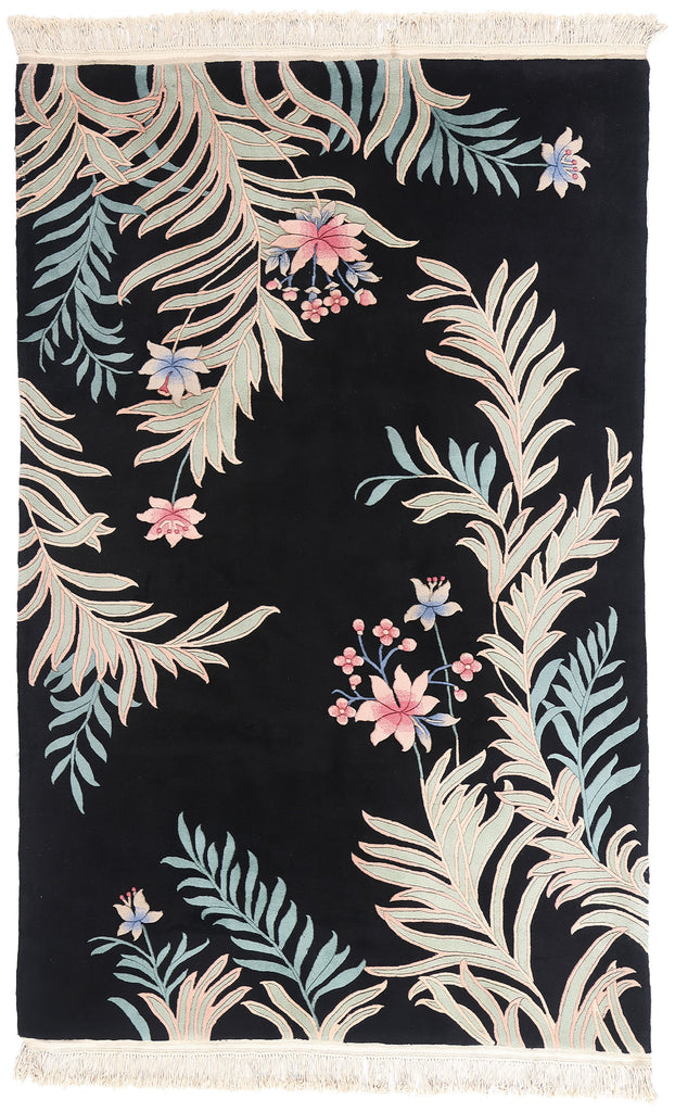 6 x 9 - Black Vintage Chinese Rug - 79409