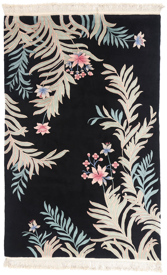 6 x 9 - Black Vintage Chinese Rug - 79409