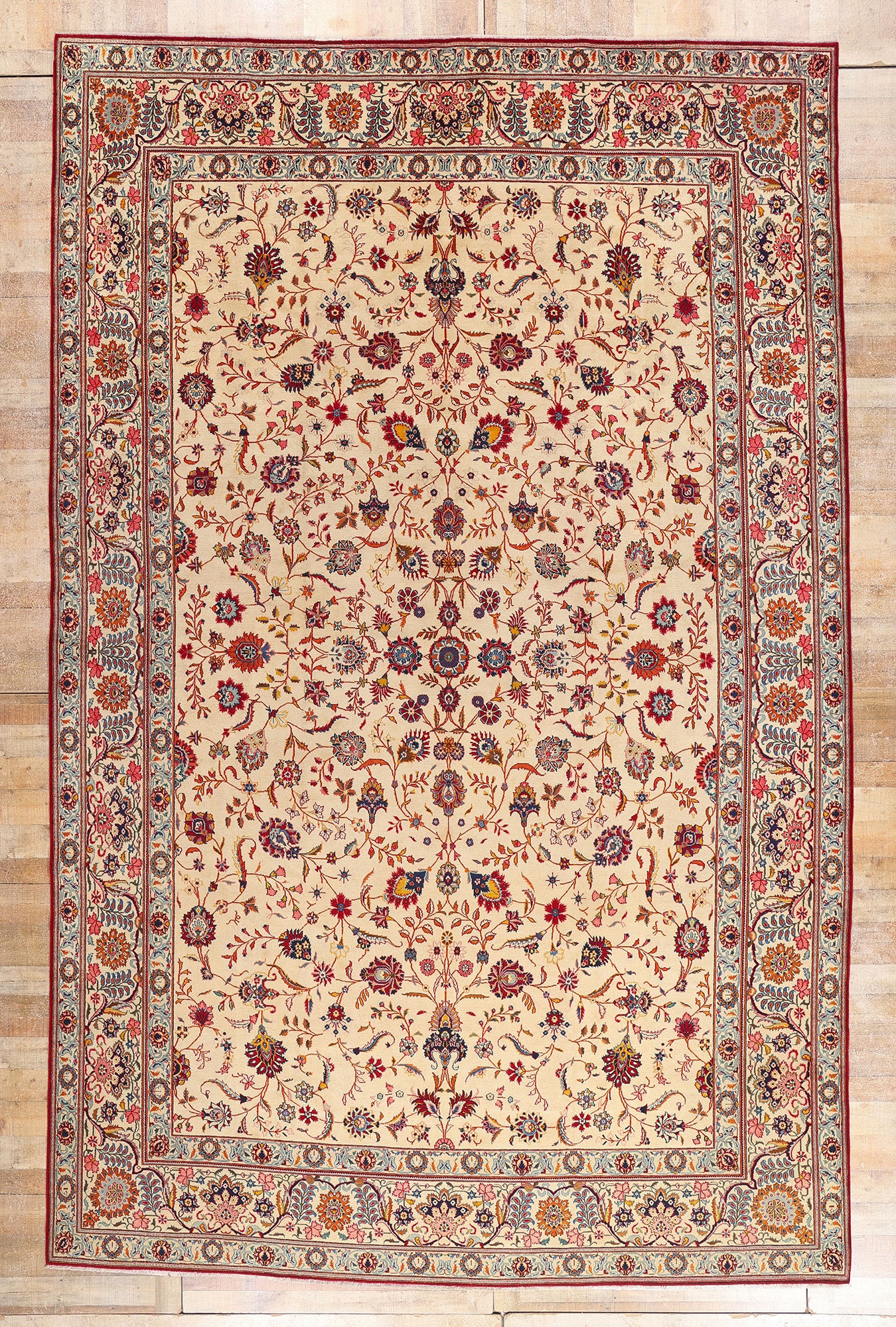 10 x 16 - Ivory Antique Kashan Rug - 79410