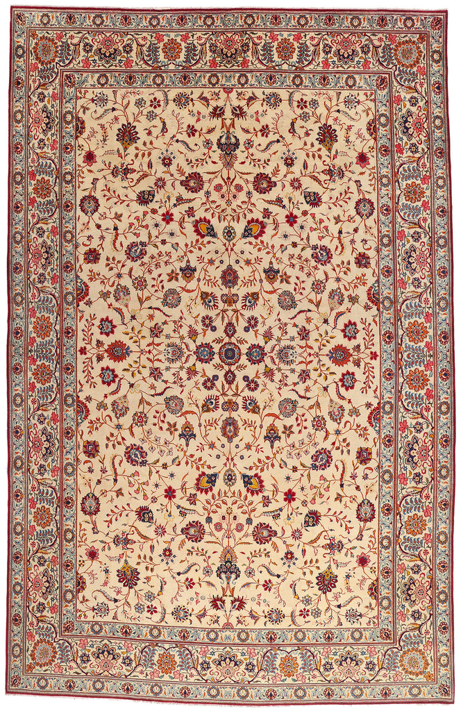 10 x 16 - Ivory Antique Kashan Rug - 79410