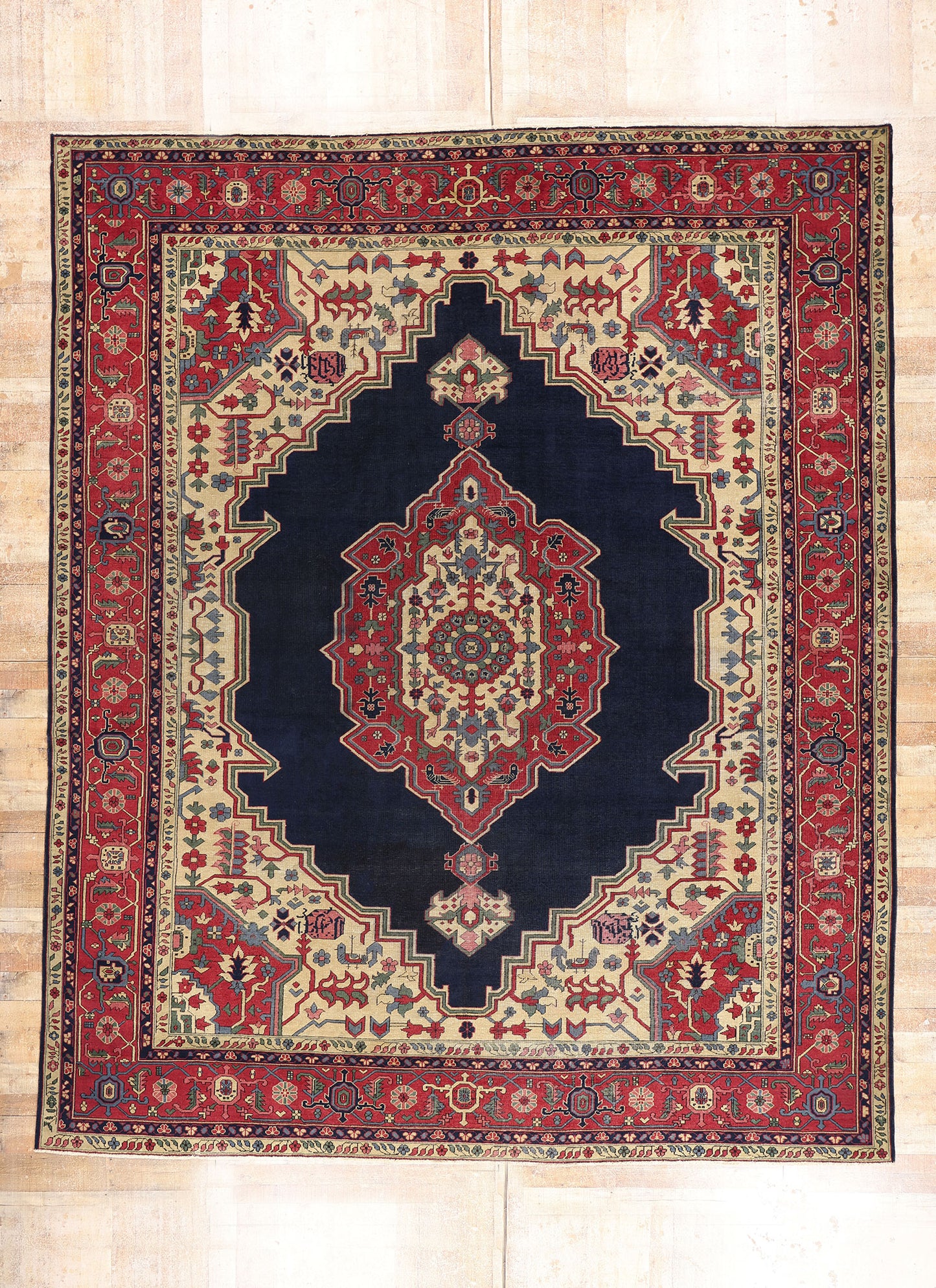 12 x 15 - Navy Blue Antique Serapi Rug - 79412