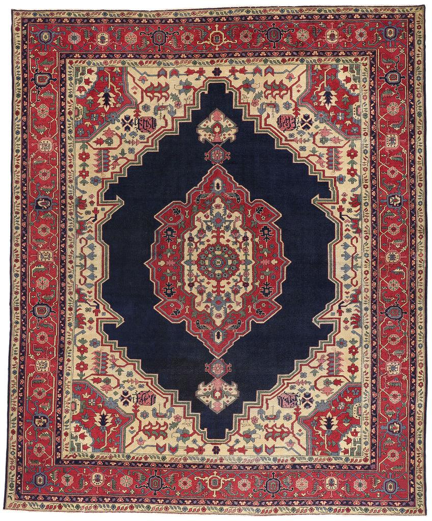 12 x 15 - Navy Blue Antique Serapi Rug - 79412