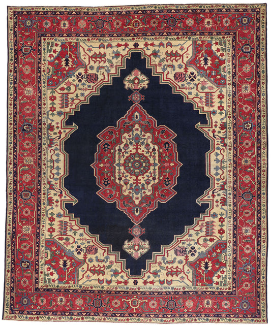 12 x 15 - Navy Blue Antique Serapi Rug - 79412