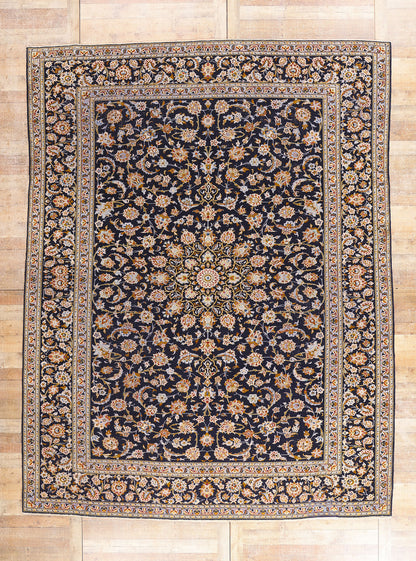 10 x 13 - Navy Blue Vintage Kashan Rug - 79419