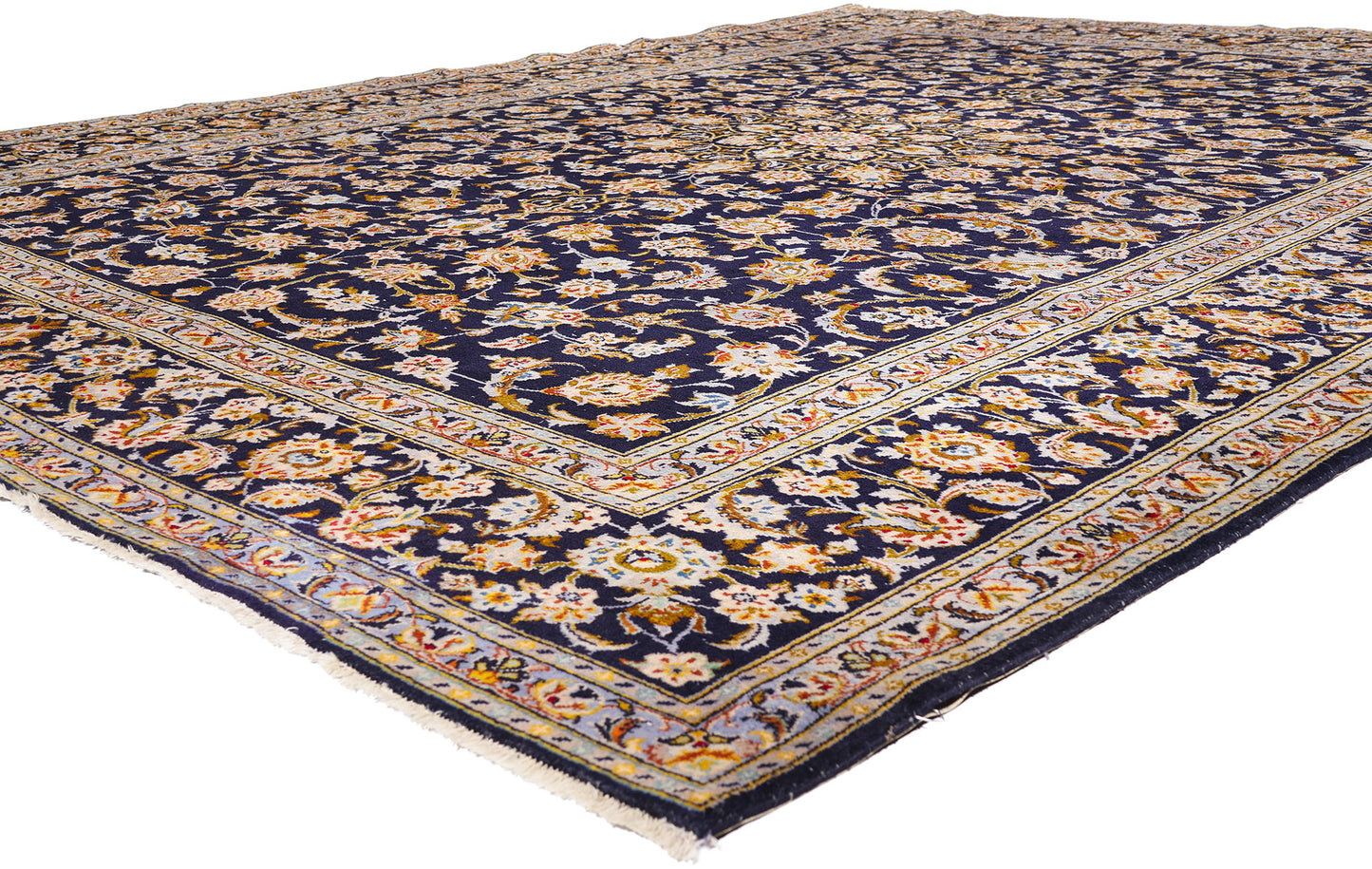 10 x 13 - Navy Blue Vintage Kashan Rug - 79419