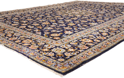 10 x 13 - Navy Blue Vintage Kashan Rug - 79419