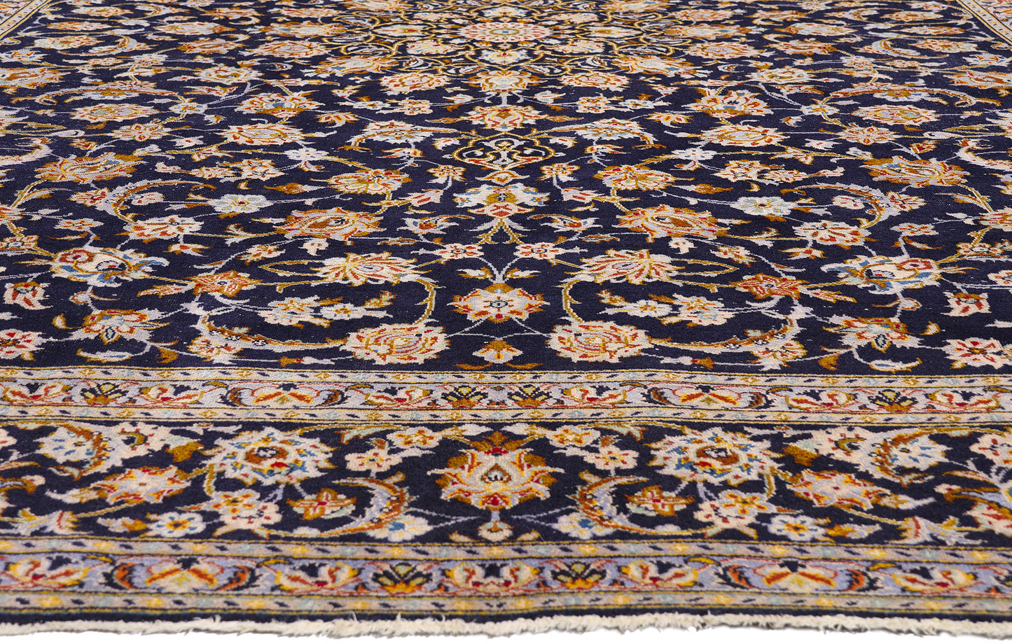 10 x 13 - Navy Blue Vintage Kashan Rug - 79419