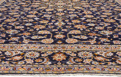 10 x 13 - Navy Blue Vintage Kashan Rug - 79419