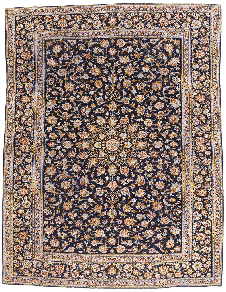 10 x 13 - Navy Blue Vintage Kashan Rug - 79419