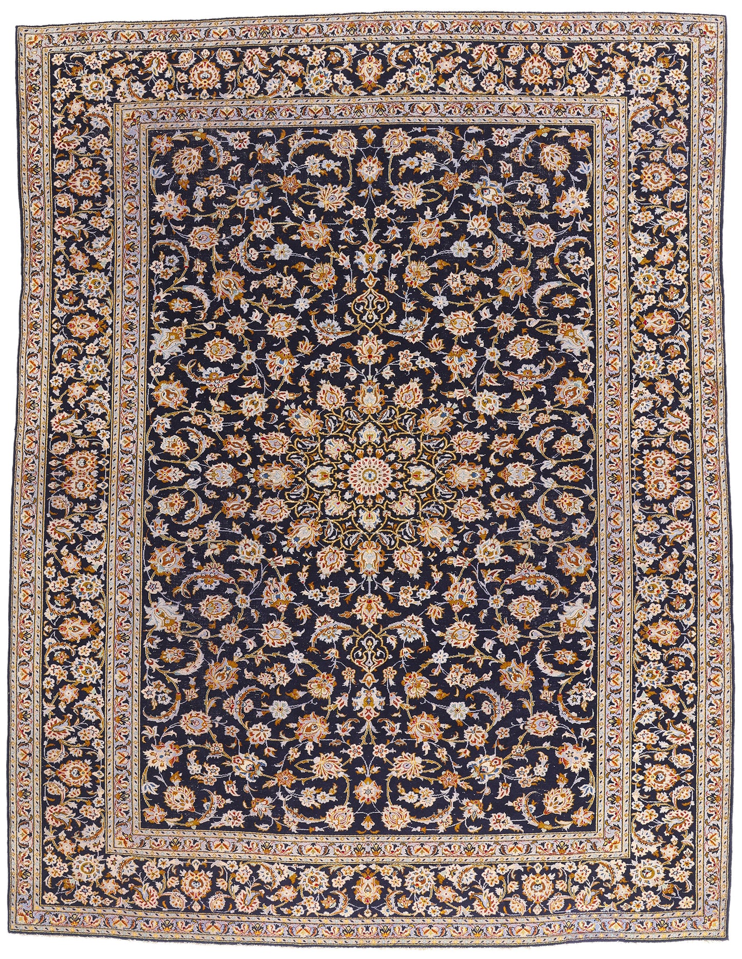 10 x 13 - Navy Blue Vintage Kashan Rug - 79419