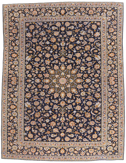10 x 13 - Navy Blue Vintage Kashan Rug - 79419