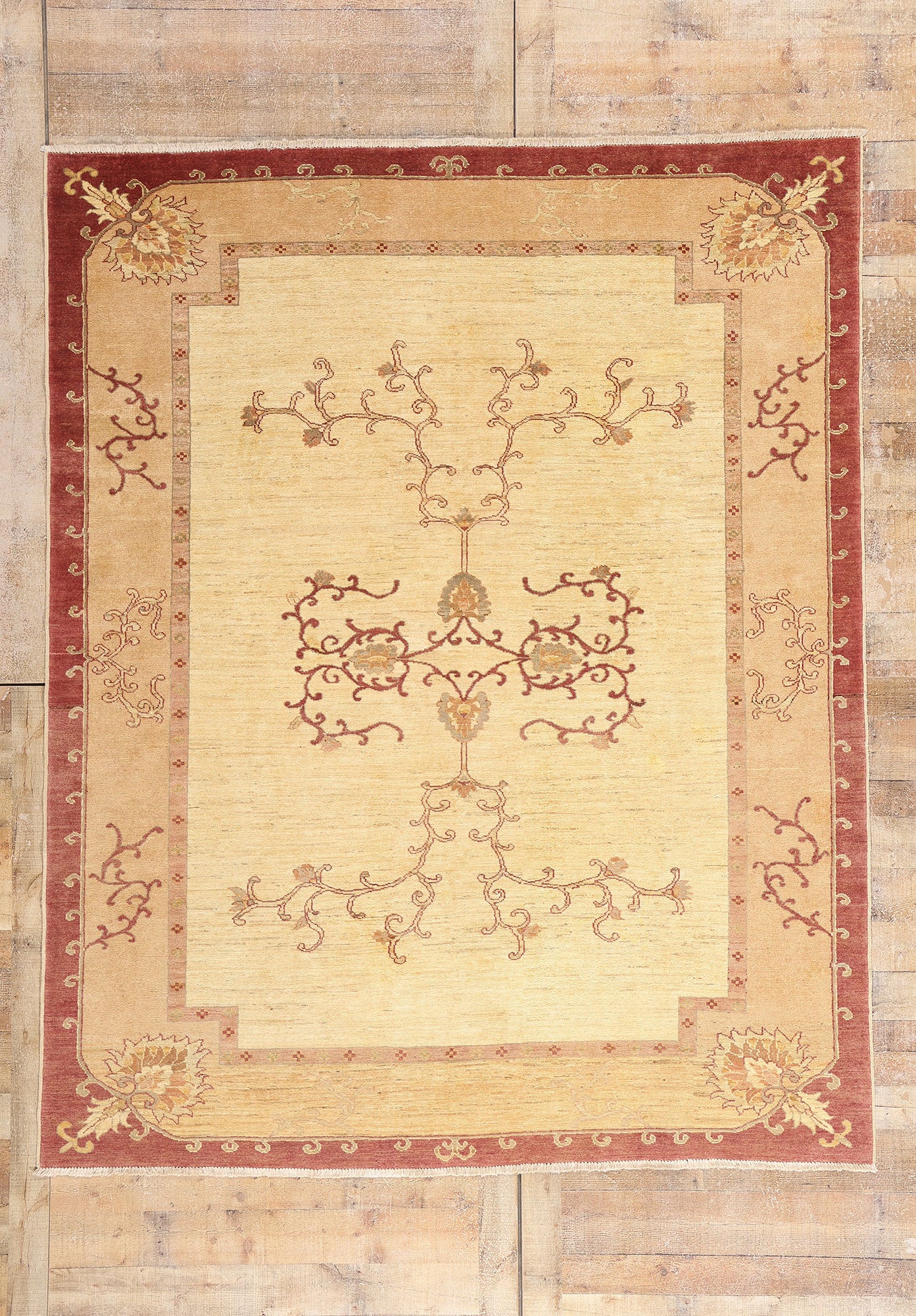 7 x 9 - Ivory Vintage Oushak Rug - 79421