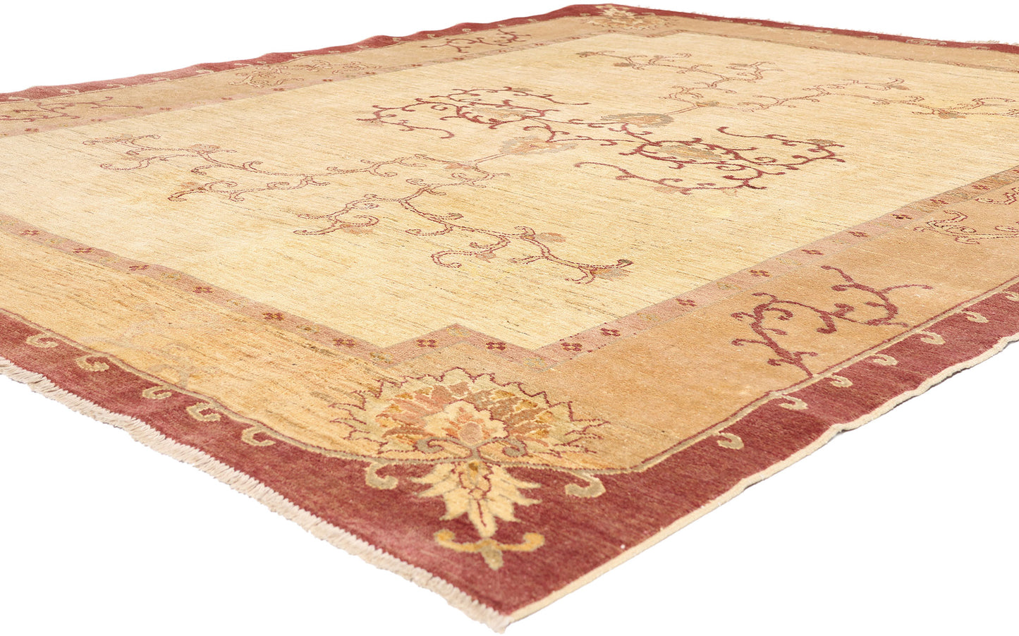 7 x 9 - Ivory Vintage Oushak Rug - 79421