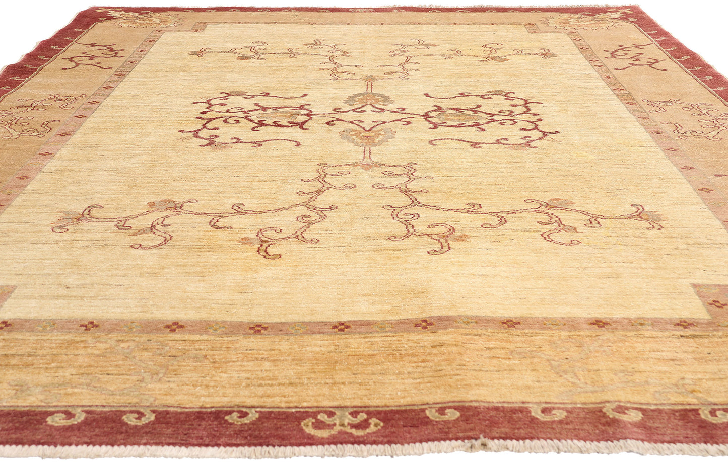 7 x 9 - Ivory Vintage Oushak Rug - 79421