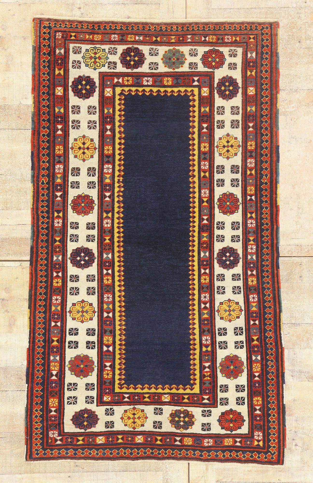 4 x 6 -  Navy Blue Antique Caucasian Kazak Rug - 79422