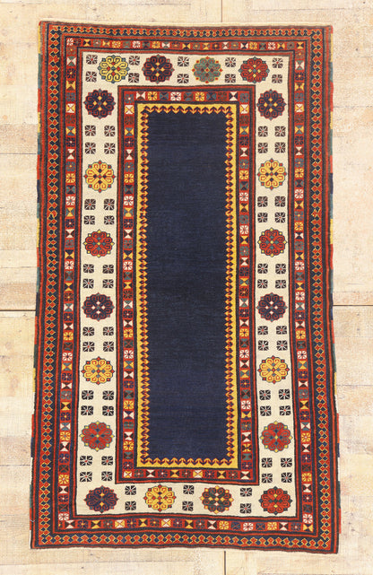 4 x 6 -  Navy Blue Antique Caucasian Kazak Rug - 79422