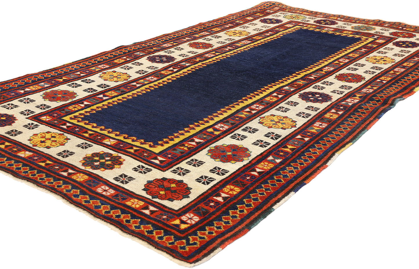 4 x 6 -  Navy Blue Antique Caucasian Kazak Rug - 79422
