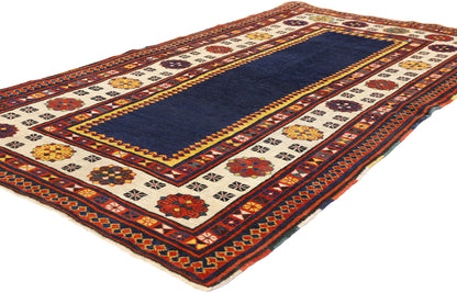 4 x 6 -  Navy Blue Antique Caucasian Kazak Rug - 79422