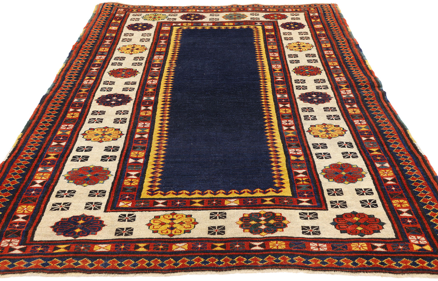 4 x 6 -  Navy Blue Antique Caucasian Kazak Rug - 79422