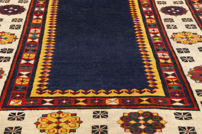 4 x 6 -  Navy Blue Antique Caucasian Kazak Rug - 79422