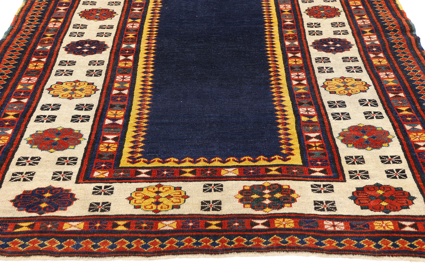 4 x 6 -  Navy Blue Antique Caucasian Kazak Rug - 79422