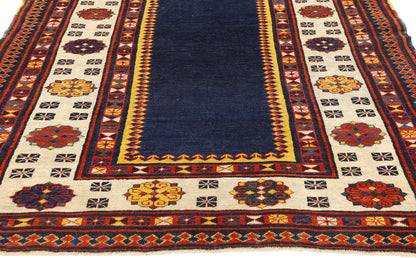 4 x 6 -  Navy Blue Antique Caucasian Kazak Rug - 79422