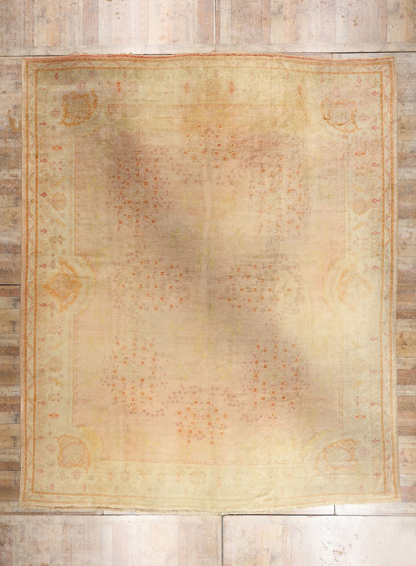 13 x 16 Pink Antique Turkish Oushak Rug 79430