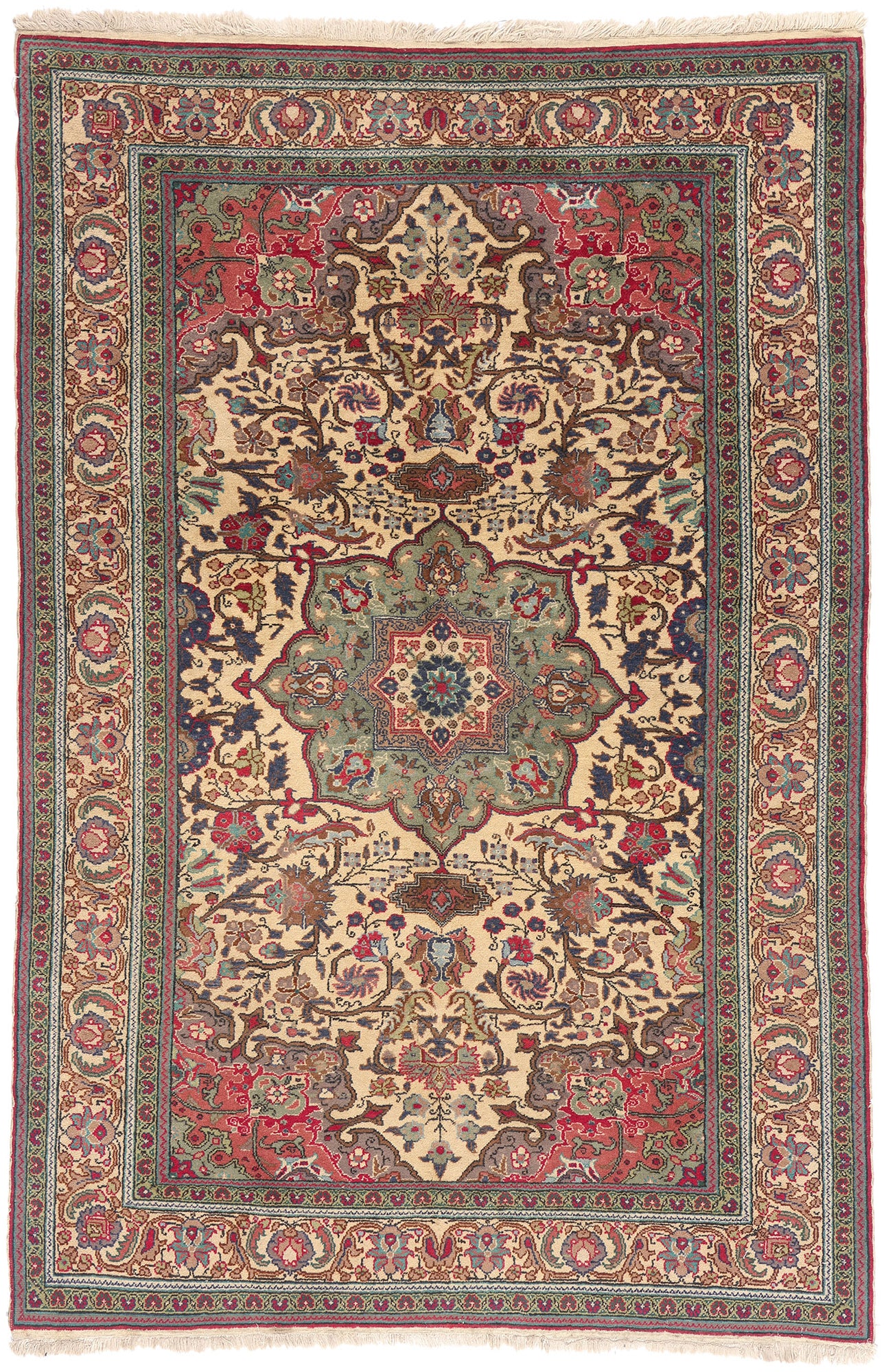5 x 7 - Ivory Vintage Ardabil Rug - 79444