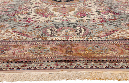 12 x 18 - Ivory Vintage Tabriz Rug - 79445