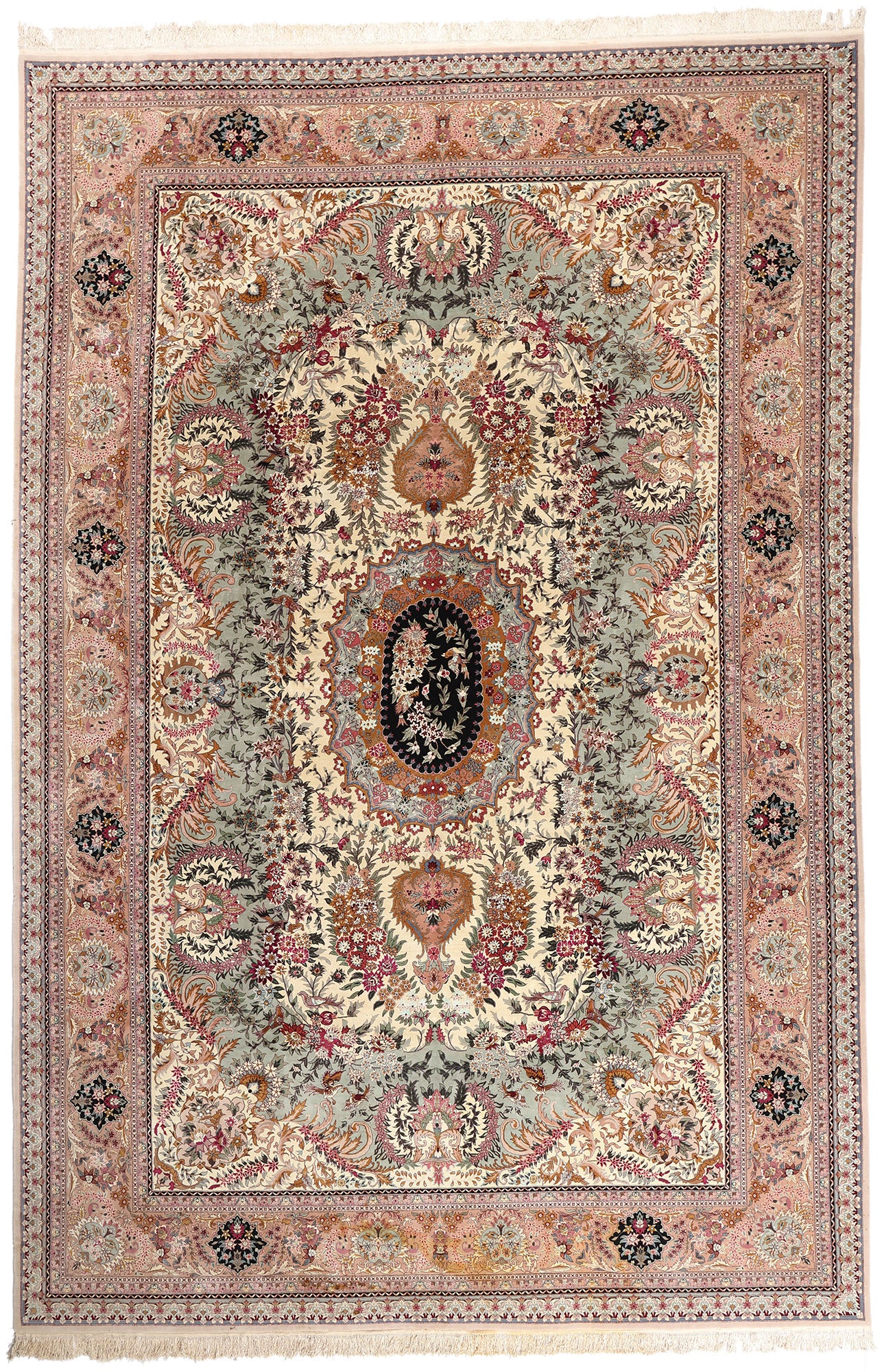 12 x 18 - Ivory Vintage Tabriz Rug - 79445