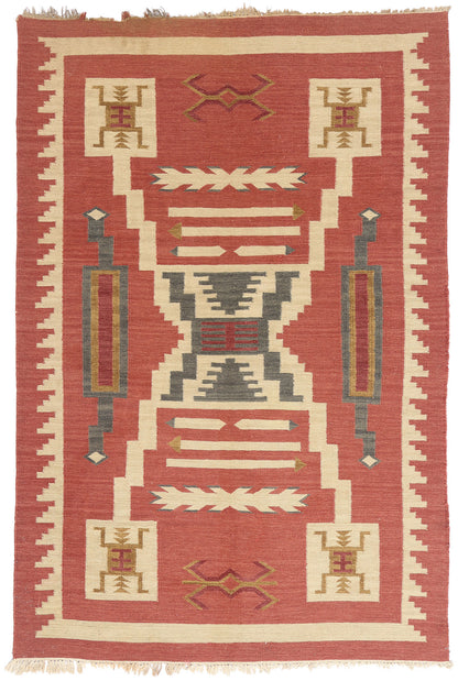 5 x 7 - Red Vintage Kilim Rug - 79447