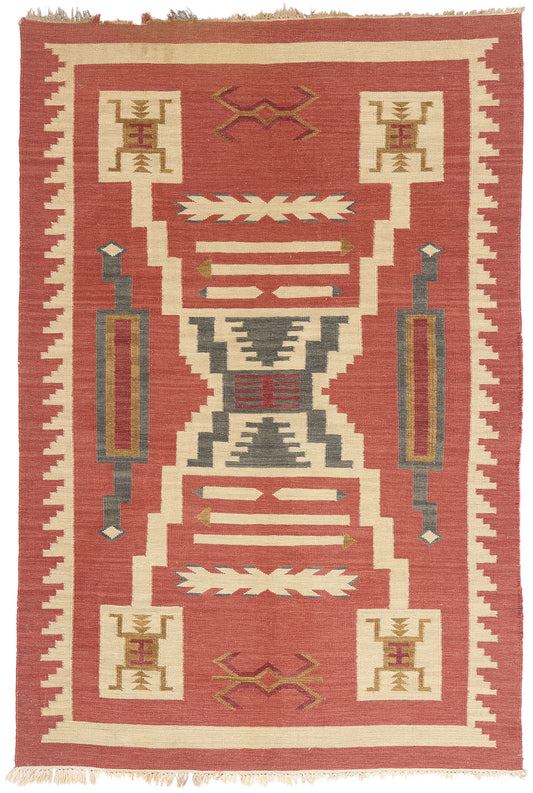 5 x 7 - Red Vintage Kilim Rug - 79447